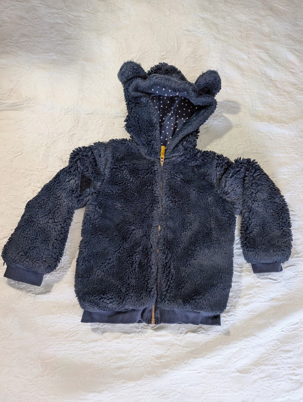 Boden Cozy Navy Bear-Ear Hooded Fleece Jacket for Kids Size 7/8